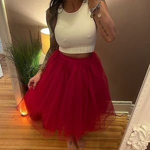 Bluish Signature Celine CHERRY RED TULLE skirt